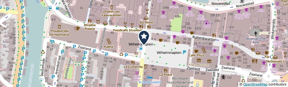 Kaartweergave Wilhelminaplein in Leeuwarden