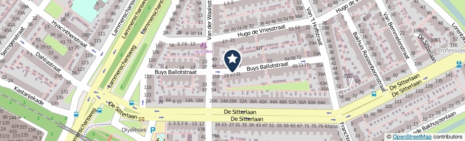 Kaartweergave Buys Ballotstraat in Leiden