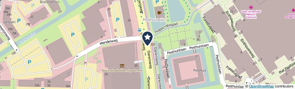 Kaartweergave Darwinweg in Leiden