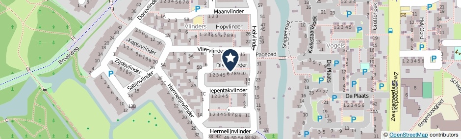 Kaartweergave Distelvlinder in Leiden