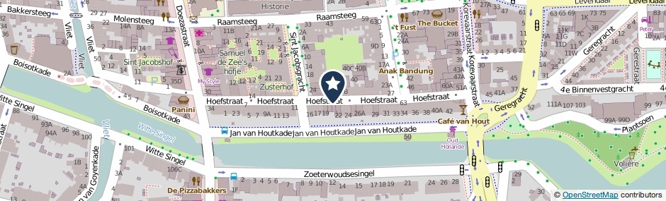 Kaartweergave Hoefstraat in Leiden
