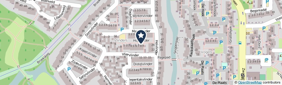 Kaartweergave Hopvlinder in Leiden