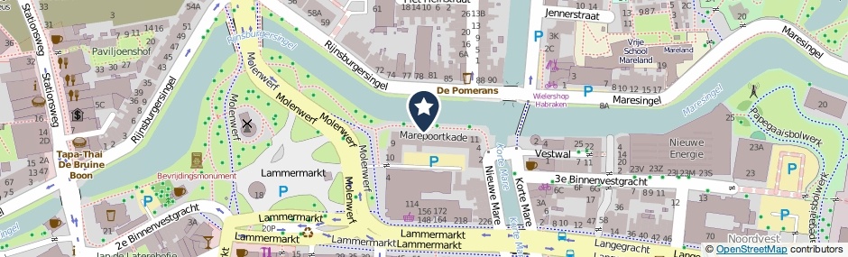 Kaartweergave Marepoortkade in Leiden