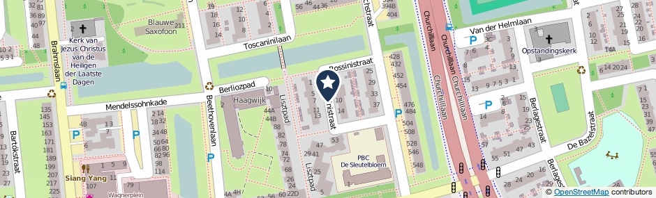 Kaartweergave Rossinistraat in Leiden