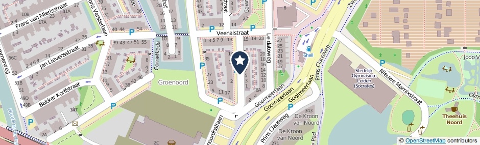 Kaartweergave Stedenspelstraat in Leiden