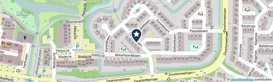 Kaartweergave Teunisbloem in Leiden