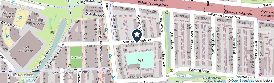 Kaartweergave Van Der Duynstraat in Leiden