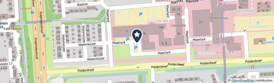 Kaartweergave Maerlant in Lelystad