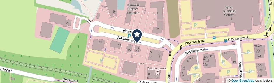 Kaartweergave Fokkerstraat in Leusden