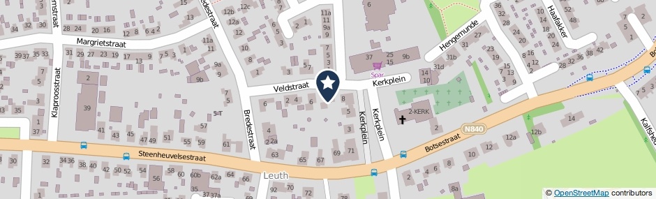 Kaartweergave Veldstraat 6-A in Leuth