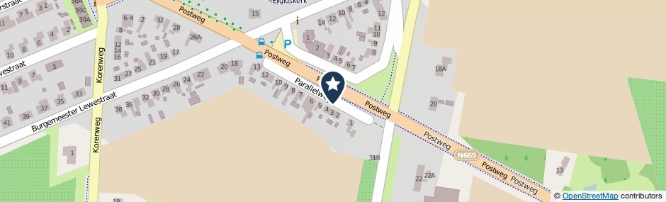 Kaartweergave Parallelweg in Lewedorp