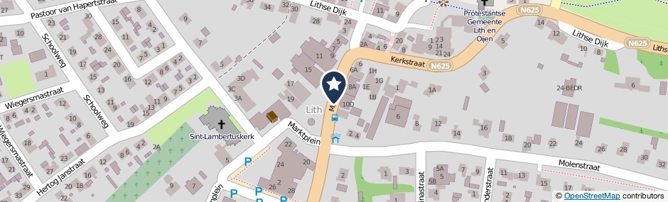Kaartweergave Marktplein in Lith