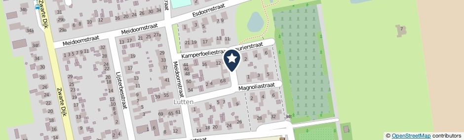 Kaartweergave Kamperfoeliestraat in Lutten