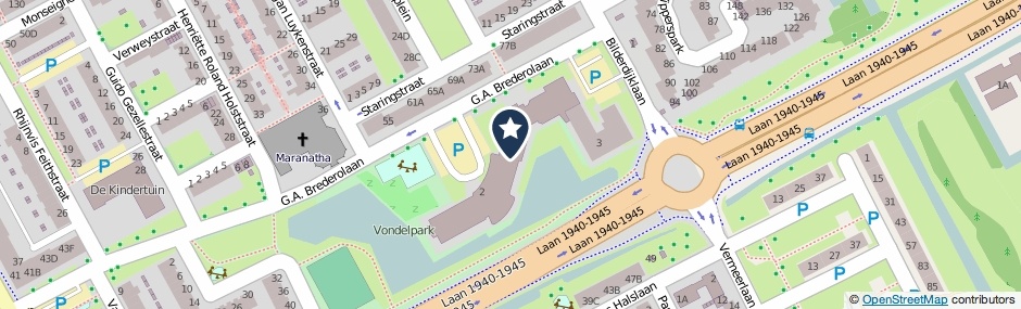 Kaartweergave Vondelpark in Maassluis