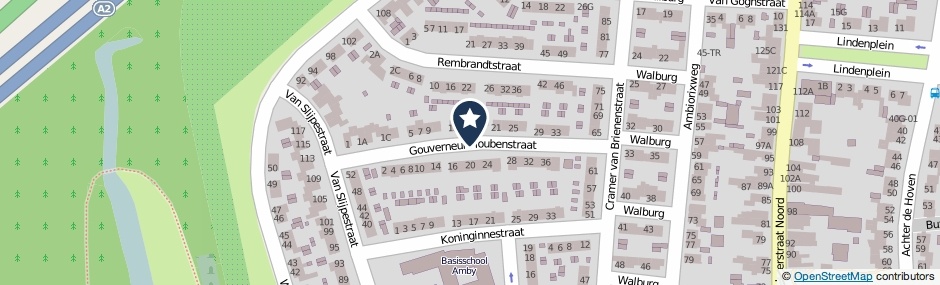 Kaartweergave Gouverneur Houbenstraat in Maastricht
