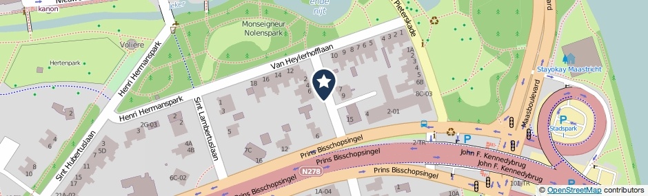 Kaartweergave Prins Hessen Casselstraat in Maastricht