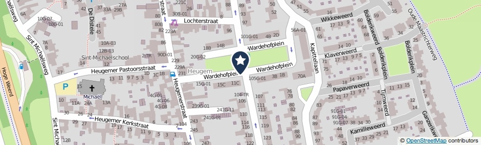 Kaartweergave Wardehofplein in Maastricht