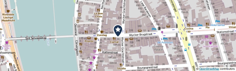 Kaartweergave Wycker Brugstraat in Maastricht