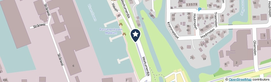 Kaartweergave Workumerdijk in Makkum