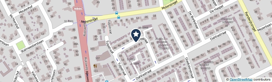 Kaartweergave Irisstraat in Malden