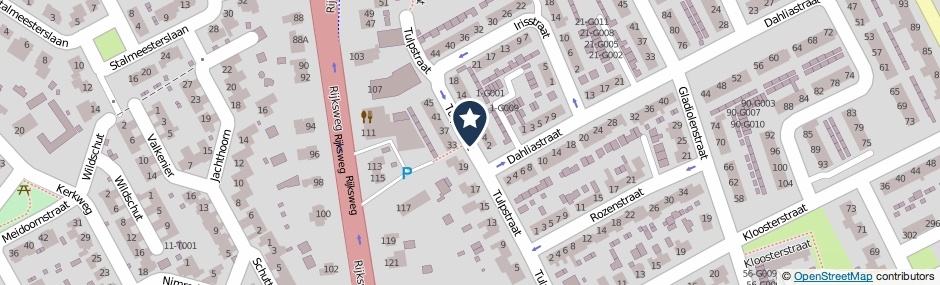 Kaartweergave Tulpstraat in Malden