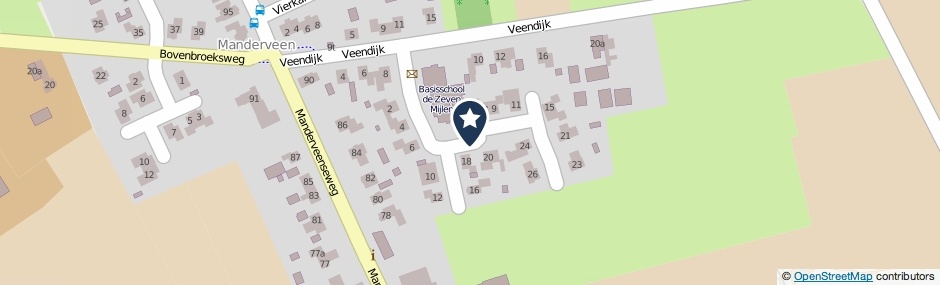 Kaartweergave Fundatiestraat in Manderveen
