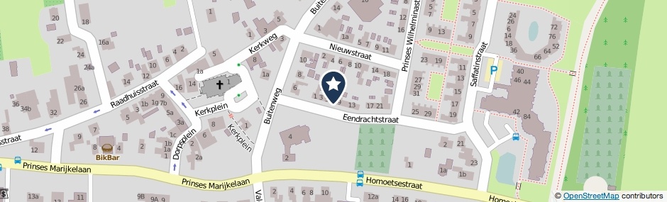 Kaartweergave Eendrachtstraat 7 in Maurik