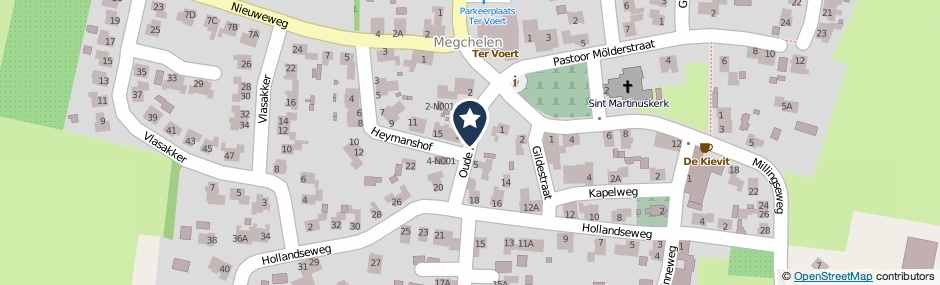 Kaartweergave Oude Postweg in Megchelen