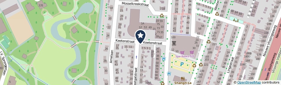 Kaartweergave Keetenstraat in Middelburg