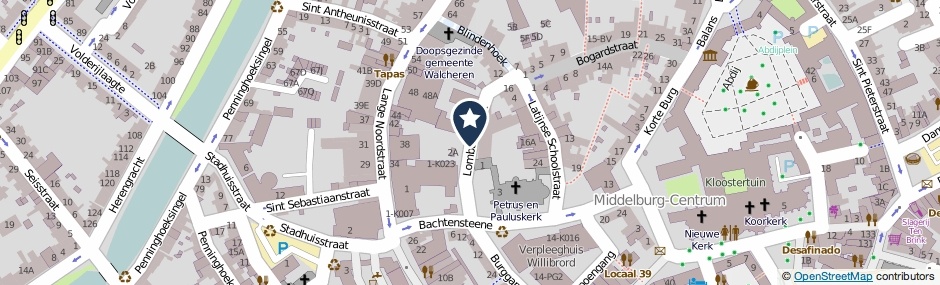 Kaartweergave Lombardstraat in Middelburg