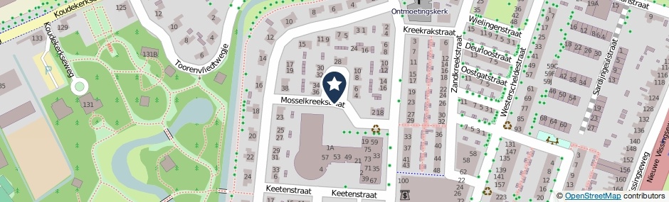 Kaartweergave Mosselkreekstraat in Middelburg