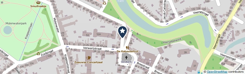 Kaartweergave Oostkerkstraat in Middelburg