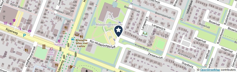 Kaartweergave Rijn Middelburgstraat in Middenbeemster