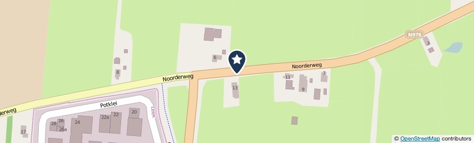 Kaartweergave Noorderweg in Midwolde
