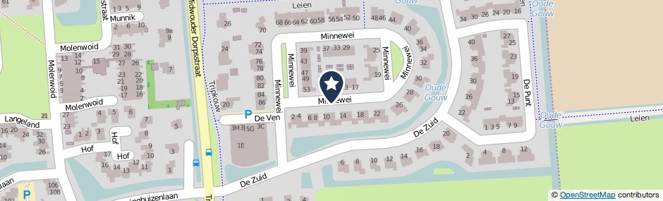 Kaartweergave Minnewei in Midwoud