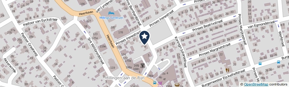 Kaartweergave Prins Bernhardstraat 11 in Millingen Aan De Rijn