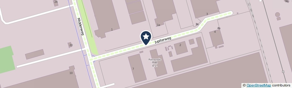 Kaartweergave Jupiterweg in Moerdijk