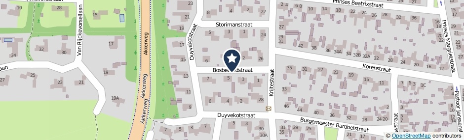Kaartweergave Bosbeemdstraat in Moergestel