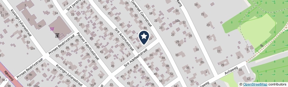 Kaartweergave St. Adelbertstraat 13 in Mook