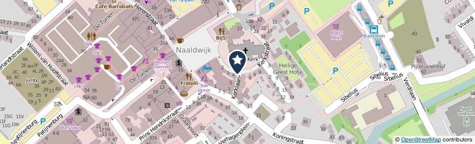 Kaartweergave Kerkstraat in Naaldwijk