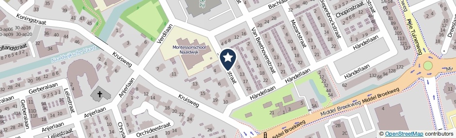 Kaartweergave Schubertstraat in Naaldwijk