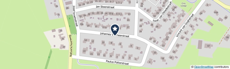 Kaartweergave Johannes Vermeerstraat in Nietap