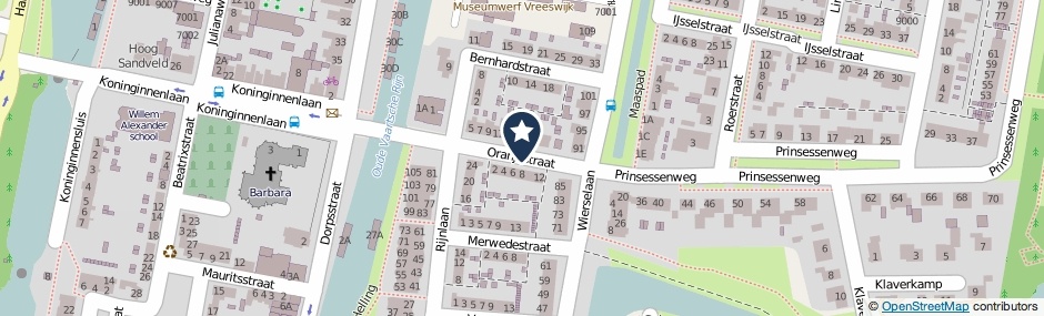 Kaartweergave Oranjestraat in Nieuwegein