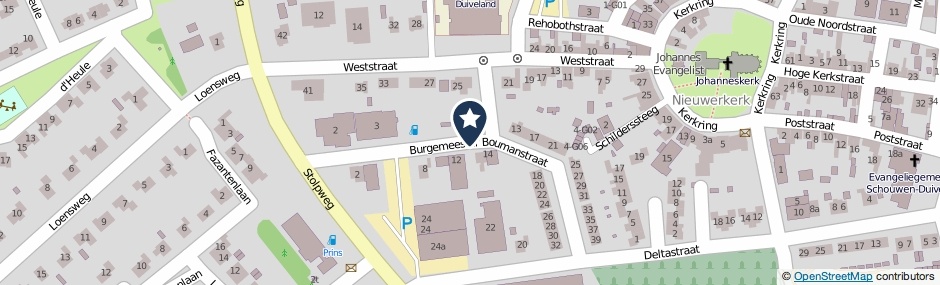 Kaartweergave Burgemeester Boumanstraat in Nieuwerkerk