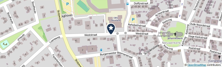 Kaartweergave Weststraat in Nieuwerkerk