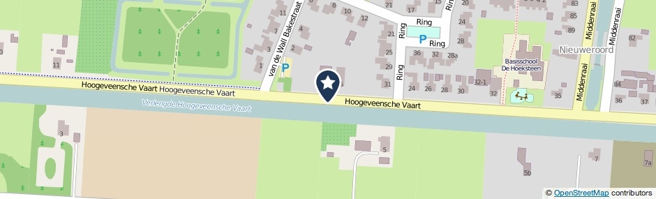 Kaartweergave Hoogeveensche Vaart in Nieuweroord