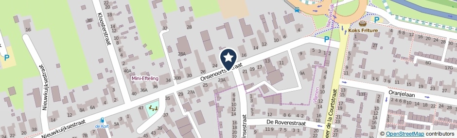Kaartweergave Onsenoortsestraat in Nieuwkuijk