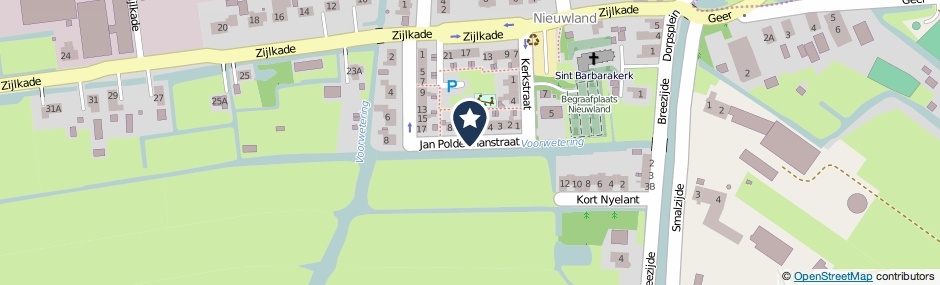 Kaartweergave Jan Poldermanstraat in Nieuwland