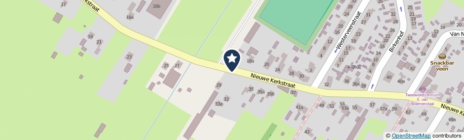 Kaartweergave Nieuwe Kerkstraat in Nijkerkerveen