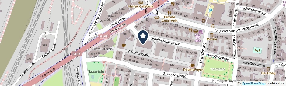 Kaartweergave Graafsedwarsstraat 14-A in Nijmegen
